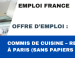 Commis de cuisine – Restaurant à Paris (Sans papiers accepté)